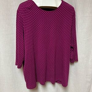 Polka Dot Women's Top blouse size 3X all cotton CJBanks mulberry color
